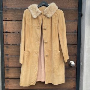 Vintage beige suede and fur coat